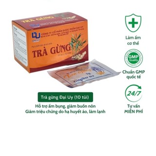  Trà gừng Đại Uy  Hộp 10 túi trà  làm ấm cơ thể giảm đầy hơi cảm lạnh 