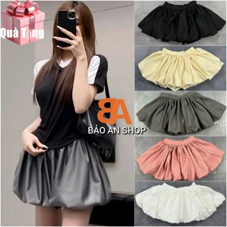 Chân váy bí có quần bí chạy thun bo ống đùi lót bên trong from ngắn lưng thun eo 58-75cm Free Size dưới 54kg