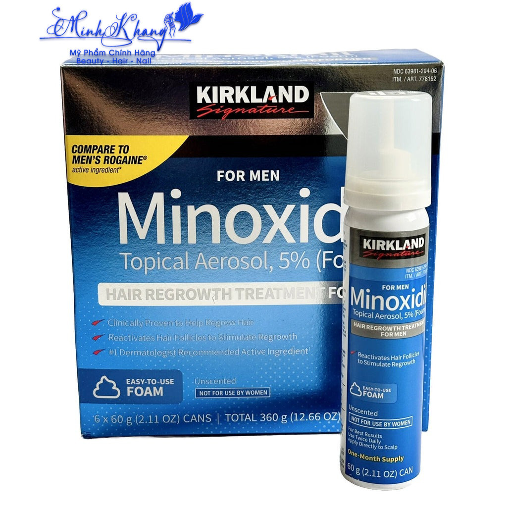 Foam dạng bọt hỗ trợ kích thích mọc râu, tóc Kirk-land Minoxidil 5% 6x60ml - MK