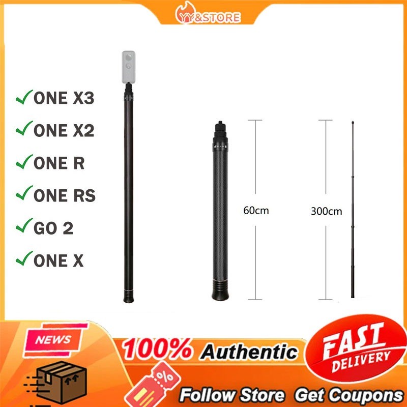 Gậy Selfie vô hình bằng sợi Carbon siêu dài 3m cho Insta360 ONE X3 / ONE X2 / ONE R / ONE RS / GO 2 
