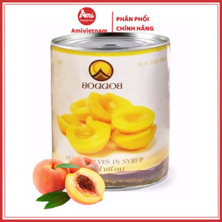 Đào ngâm siro Boddob 820g loại Thái Lan, đào bổ đôi không hạt dùng được liền làm topping pha chế