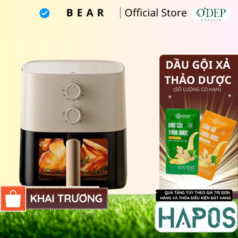 Nồi chiên không dầu 5L Bear Chính hãng, công nghệ nhiệt đối Lưu 360 độ QZG-J15M1  - HAPOS HOF
