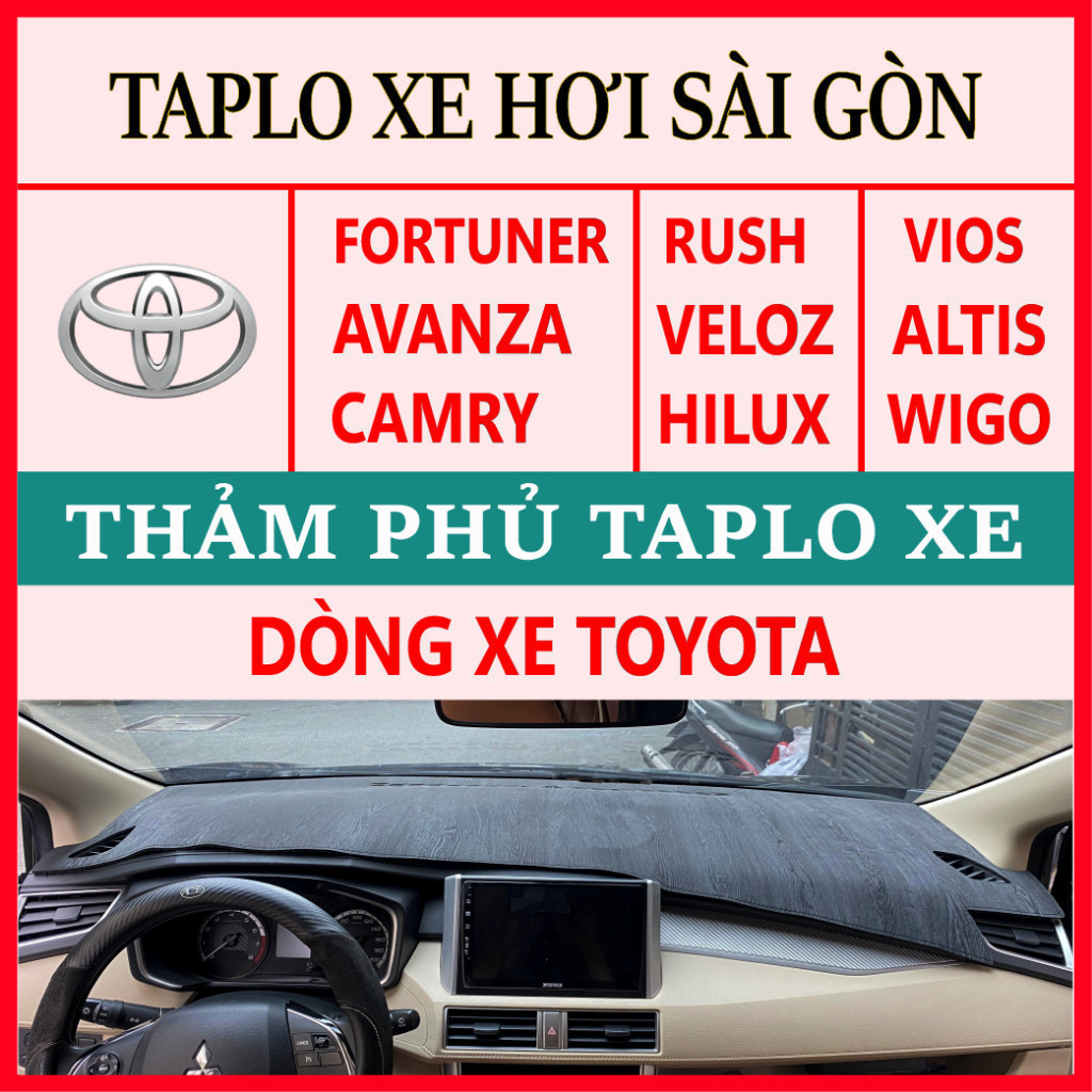 Thảm taplo TOYOTA CAMRY, VELOZ, AVANZA, ALTIS, INNOVA chất liệu nhung lông cừu, thảm taplo da cao cấ