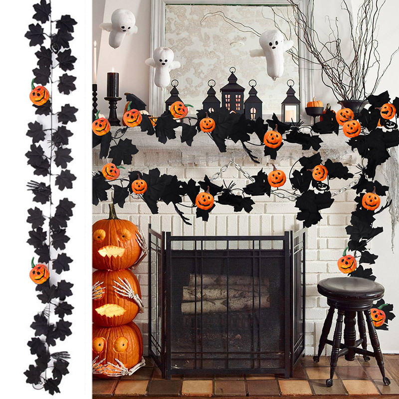 Phong Cách Ma Ám Đen Mô Phỏng Lá Phong Bí Ngô Nho - Halloween Đáng Sợ Nhện Mây Trang Trí Tiệc