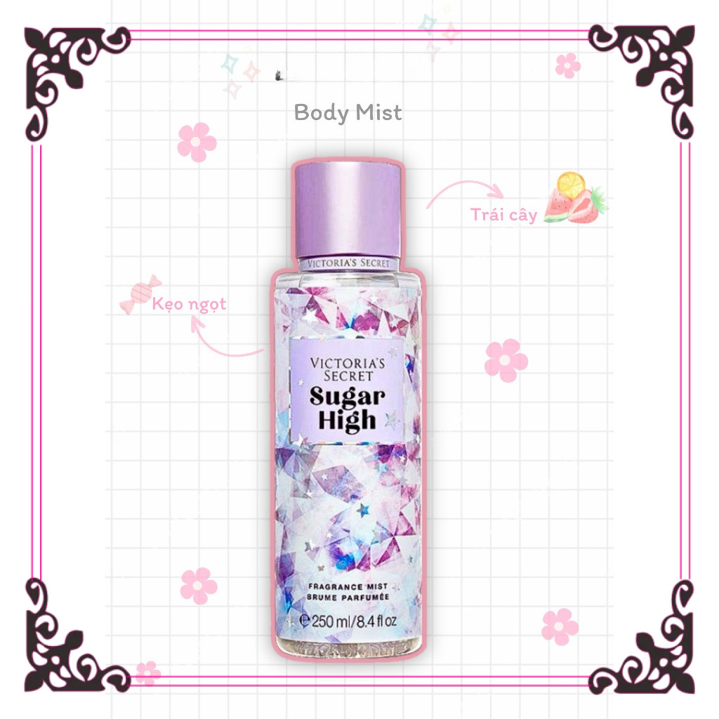 🌸Hana🌸 [ 𝐁𝐨𝐝𝐲𝐦𝐢𝐬𝐭 ] Xịt Thơm Toàn Thân - 𝐒𝐔𝐆𝐀𝐑 𝐇𝐈𝐆𝐇 - Victoria'S Secret