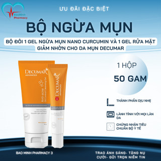  Bộ đôi 1 Gel ngừa mụn Nano Curcumin và 1 Gel rửa mặt giảm nhờn cho da mụn Decumar 