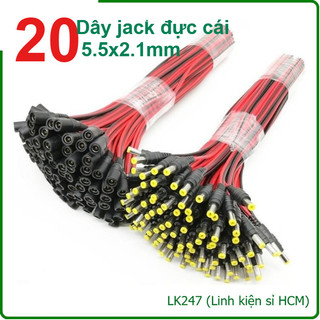 Hỏa tốc HCM- Sỉ✅ Combo 20 Dây jack Cao su Đúc DC 5.5x2.1mm Đỏ Đen Dùng làm jack sạc pin, dây chia nguồn camera LK247