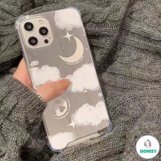 Ốp điện thoại gương mặt trăng INS Dreamy Cloud Tương thích cho iPhone 15 14 13 12 11 Pro Max X Xs XR 8 7 Plus Khung linh hoạt Ốp lưng TPU mềm chống sốc