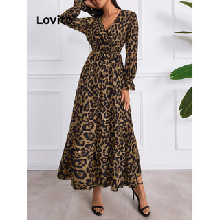 Đầm Lovito họa tiết hoa nhí viền xếp nếp phong cách thường ngày cho nữ LBL12137