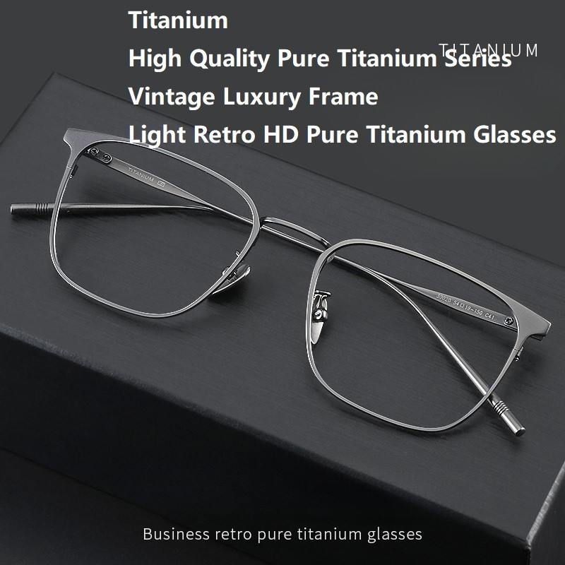  Half titanium glasses frame torus men's retro casual half titanium anti blue light flat mirror 9921 