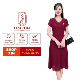 Đầm Trung Niên Dáng Dài [ Linh Trà ] (TM 2614) Cao Cấp Sang Trọng Quý Phái Đi Làm Đi Chơi Đi Tiệc Đa Dụng Cho Các Quý Bà