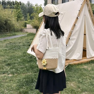Túi đeo vai thủ công FENGLIN, Túi dệt kim loại thùng, Túi dệt Cotton dung tích lớn thời trang dành cho nữ