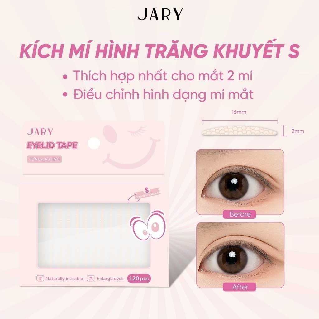 Miếng Dán Kích Mí Tàng Hình Tự Nhiên Jary Eyelid Tape Hàn Quốc 120 Miếng