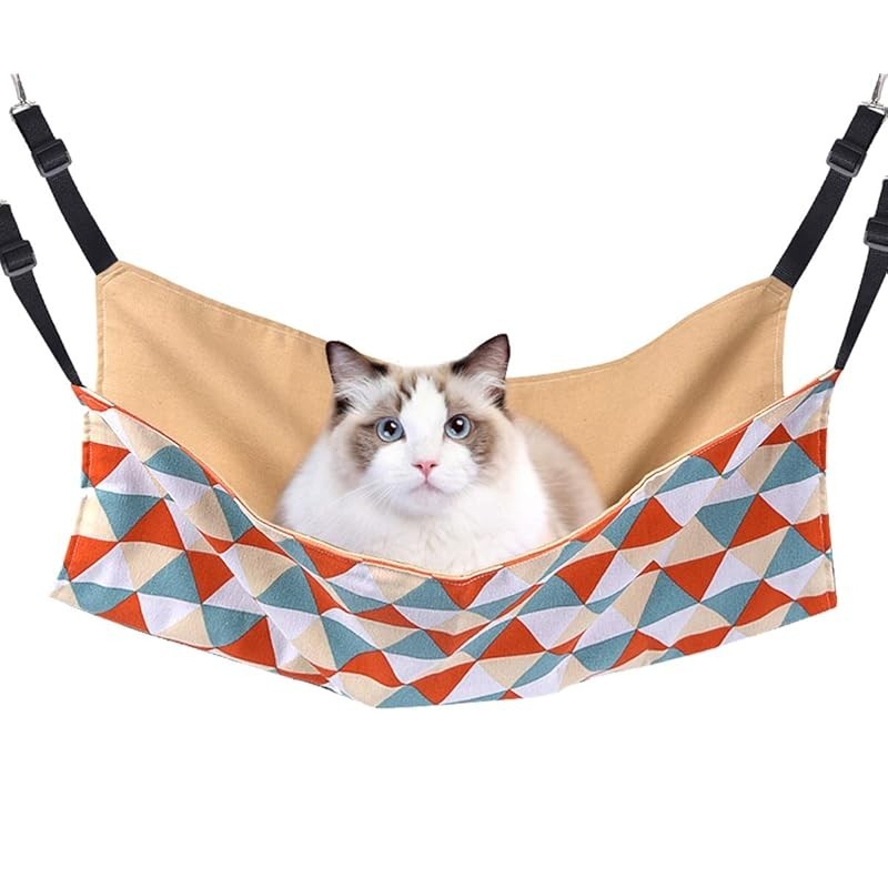 Cat Hammock Blueekin - Adjustable Straps, Polyester, 56cm x 46cm, Weight Capacity 10KG, Large Pet Be