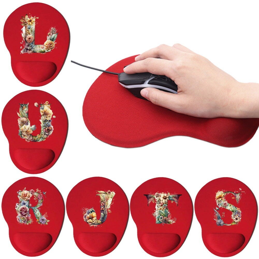 Non-slip mouse pad Soft mouse pad PC laptop ergonomic mouse pad, wrist pad wrist support floral lett