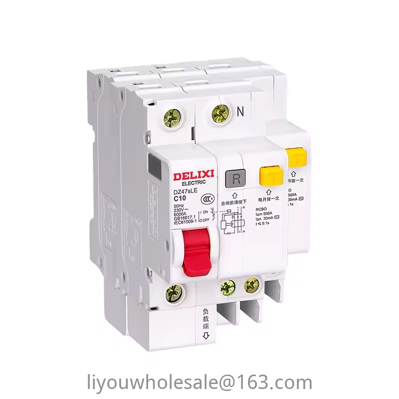 DZ47sLE Delisi Air Switch có bảo vệ rò rỉ 63a Bộ ngắt mạch gia đình 220v Air Open 2p Bảo vệ rò rỉ 32