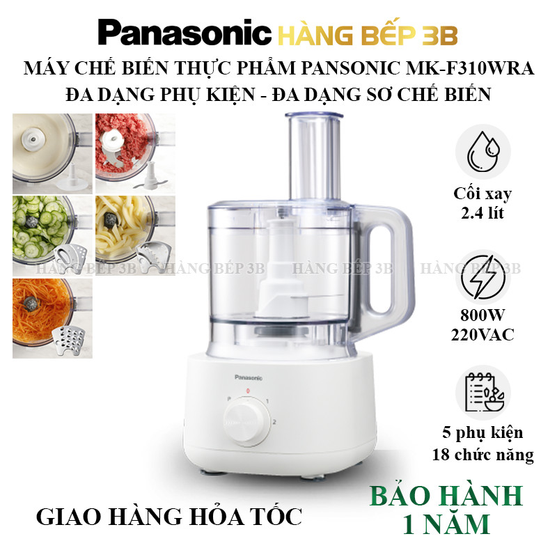 Máy chế biến thực phẩm 2.4 lít Panasonic MK-F310WRA đa năng xay cắt thực phẩm - Bảo hành 12 tháng