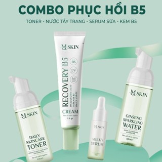  Combo 4 Món Phục Hồi Da B5 MQ SKIN   Toner Nước Tẩy Trang Serum Sữa Kem B5   