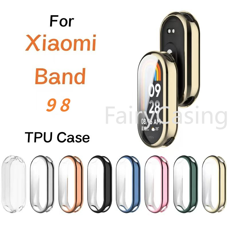 Ốp Silicon Mềm TPU Kính Cho Xiaomi Mi Band 9 8 Khung Bảo Vệ Màn Hình Cản Cho Mi Band 8 Mi Band9 NFC 