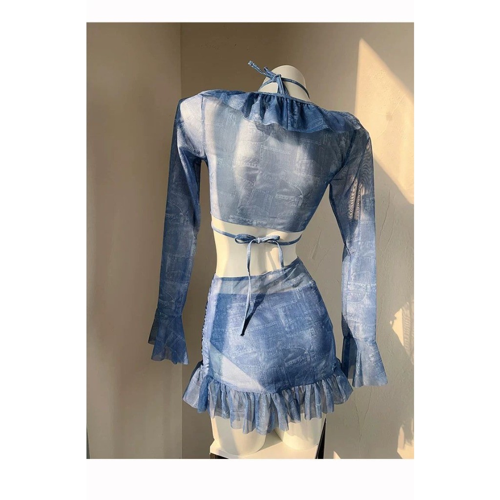 RICH-THEY Bộ Bikini Bốn Mảnh Mới Thời Trang Dài Tay Mỏng Có Đệm Ngực-V132 | BigBuy360 - bigbuy360.vn