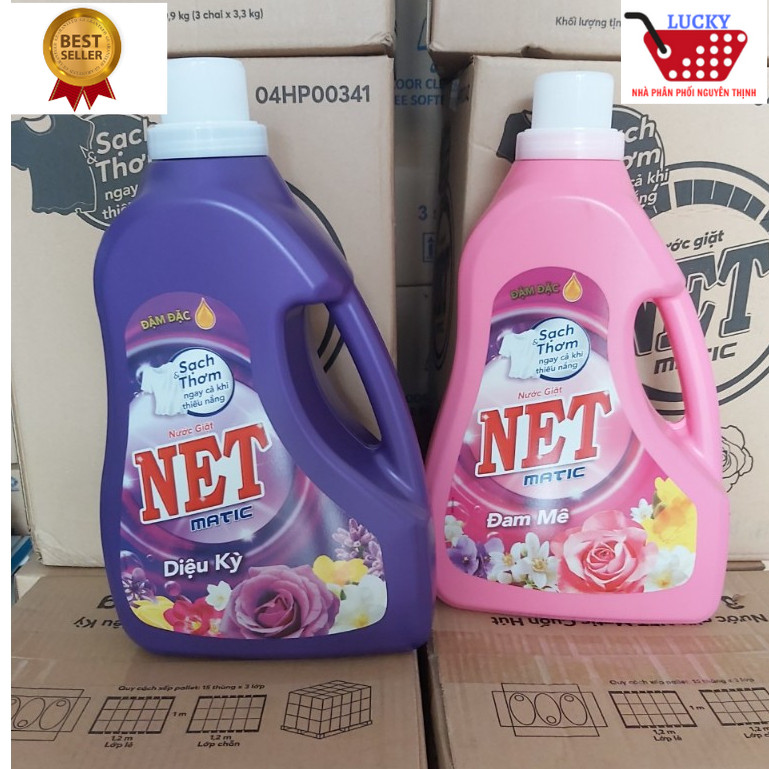 Nước giặt NET Matic 3.3kg Hương Diệu Kỳ - Đậm đặc - Dành cho máy giặt cửa Trước & Cửa trên