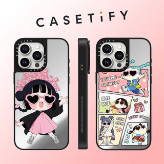 Casetify Phim hoạt hình minh họa cô gái gương mặt Ốp điện thoại cho iPhone 15 Pro Max 14 Plus 13 ProMax 12 12Pro 11 Vỏ bảo vệ cứng bằng điện thoại chống sốc