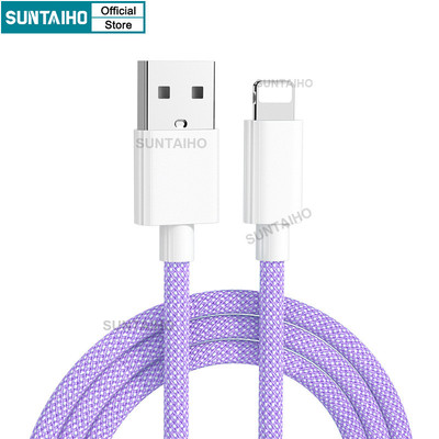 Suntaiho cáp sạc 2.4A USB IP dây sạc nhanh 1m Cáp bện màu sạc nhanh Cho iphone ipad airpods ipod