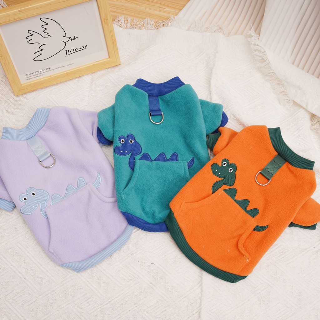 Thú Cưng Khủng Long Áo Thun Chó Mèo Vest Quần Áo Thú Cưng Shih Tzu, Có Thể Kéo