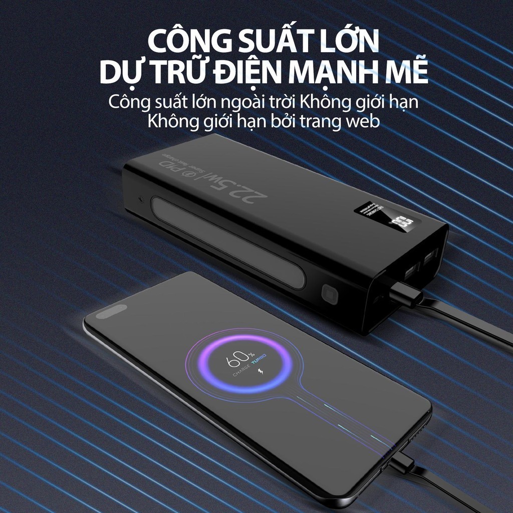 Bộ sạc dự phòng mini GOOJODOQ 22,5w Màn hình LED 20000mAh có chế độ đèn pin | BigBuy360 - bigbuy360.vn