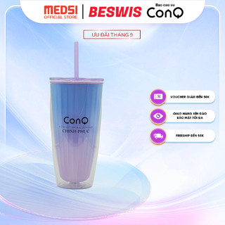  Ly nhựa 2 lớp kèm ống hút CONQ Dream Star Double Wall Cold Cup 750ml