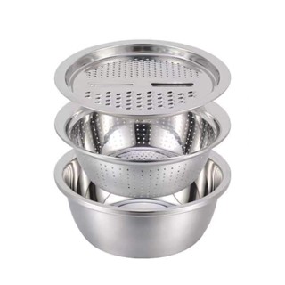 Bộ nạo rau củ quả THAU,NẠO , Rổ inox 3 trong 1 siêu tiện