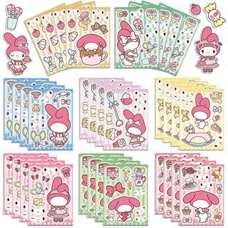 8 phong cách / túi - Phim hoạt hình Sanrio dễ thương - Nhãn dán đồ chơi xếp hình DIY dành cho trẻ em
