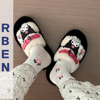  Renben.dễ thương hoạt hình anime lông dép dành cho nữ phong cách mùa hè mới đế dày ngoài trời dép xỏ ngón nhà thông thường 