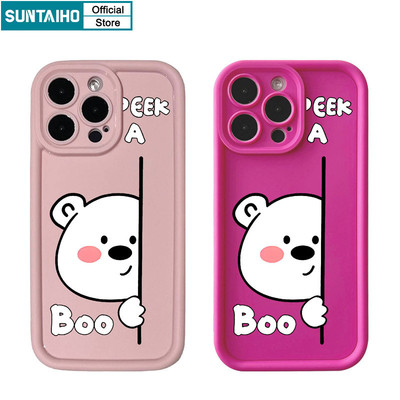Suntaiho Ngộ nghĩnh Vỏ Dễ Thương Hoạt Hình Họa Tiết Gấu Bắc Cực Ốp lưng Cho Iphone 16 15 14 13 12 11 Pro Max IP 7 8 Plus Iphon X Xs XR Xs Max Silicon Mềm Cao Cấp Chống Sốc Ốp Lưng