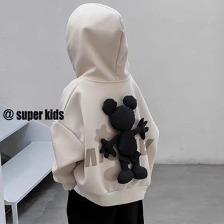 SUPER KIDS Áo nỉ có mũ trùm đầu cho bé trai và bé gái Áo nỉ có mũ trùm đầu cho trẻ em vừa và nhỏ Áo cardigan mỏng cho bé sơ sinh
