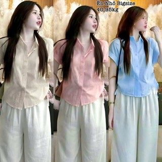 Áo Sơ Mi Bigsize Nữ Tay Hến Rút Dây Xinh Đẹp Cao Cấp Dễ Thương Xinh Đẹp Hottrend Freesize 50-95kg Top Áo Sơ Mi Croptop