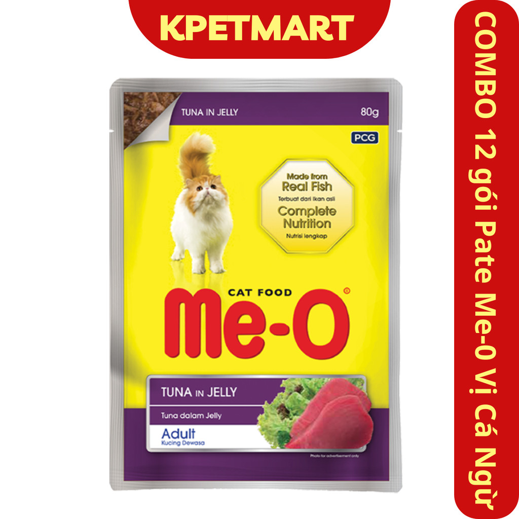 Combo 12 Túi Pate Mèo Vị Cá Ngừ Me-o 80g - Pate Xốt Cho Mèo - Thức Ăn Dạng Ướt Cho Mèo - KPETMART