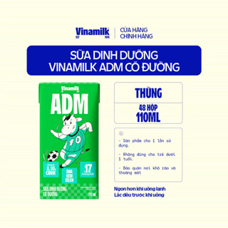  Combo 2 lốc 4 hộp x 110ml Sữa dinh dưỡng có đường ít đường Vinamilk ADM 