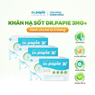  Combo 3 hộp Khăn hạ sốt Dr.Papie 3mo+ hạ sốt vật lý chuẩn Nhi khoa ngăn ngừa co giật cho bé từ 3 tháng  25 khăn hộp  
