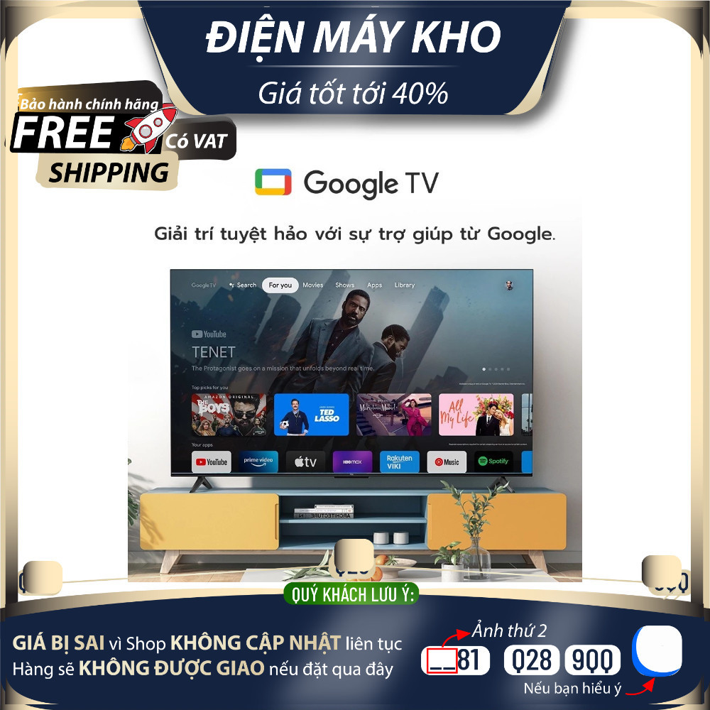 GOOGLE Tivi TCL 43'' 4K HDR - 43T66 - Tivi Giá Rẻ Chất Lượng