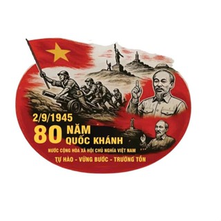 Mẫu Cờ mửng kỷ niệm 80 năm quốc khánh 2/9 - Decal ô tô , xe máy...SL 1 cái