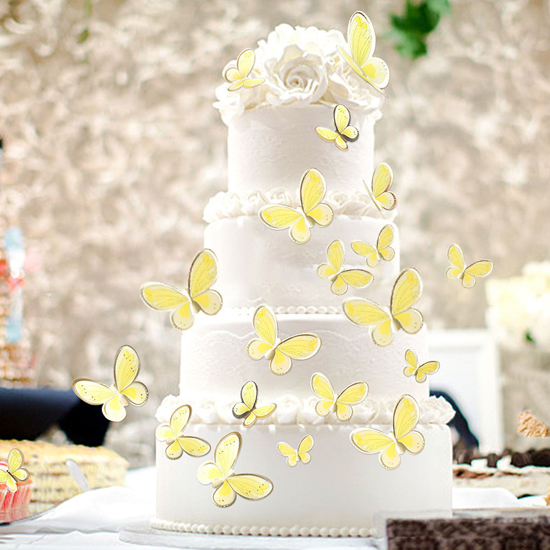 Trang trí bánh bướm nhiều màu, Plugin nướng bánh bướm viền vàng, Plugin bánh sinh nhật