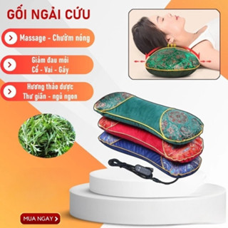 Gối Ngải Cứu Cổ Vai Gáy Cắm Điện Sưởi Ấm Giúp Giảm Đau Kê Cổ Thảo Dược Hương Thơm Dễ Chịu Gia Đình