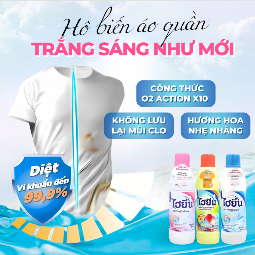 Nước Tẩy Quần Áo Trắng / Tẩy Quần Áo Màu Hygiene Thái Lan 500ml/600ml - Nước Tẩy Hygiene