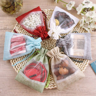 COD⚡️⚡️Túi vải dây rút có mặt lưới voan làm túi thơm đựng hạt cà phê đựng trang sức túi vải nhỏ dây rút nhiều màu