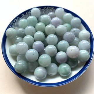 ((1 Cái / Giá) Tự Nhiên A Hàng Jadeite Ice Waxy Xanh Trắng Hạt Tròn 13 Mm Vòng Tay DIY Phụ Kiện