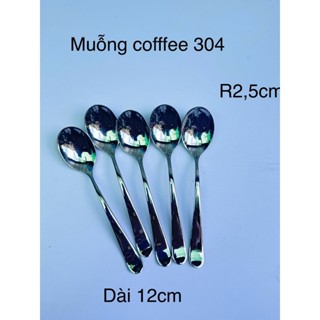 Combo5 muỗng trà, muỗng cà phê inox 304 PHÚC HƯNG PHÁT kích thước 12cm, cán cong.