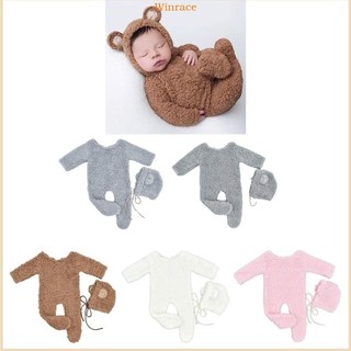 Wrc 2 Chiếc Sơ Sinh Trang Phục Chụp Ảnh Jumpsuits Gấu Mũ Tai Bộ Quần Áo Ảnh Cho Bé