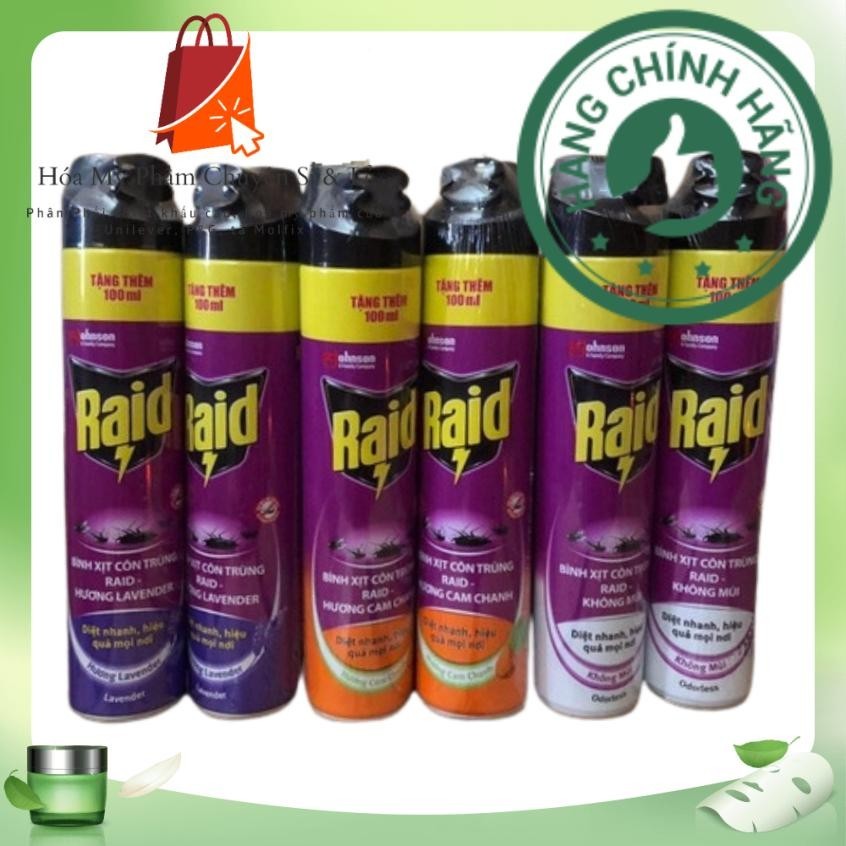 Raid Xịt côn Trùng Chai 600 ml + Tặng Thêm 100ML