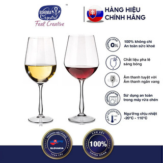 Bộ 4 ly uống rượu vang pha lê gourmep tiệp khắc